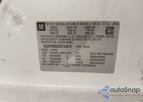 2015 Chevrolet Silverado 1500 1Lt from USA, damaged, VIN 3GCPCREC6FG164578